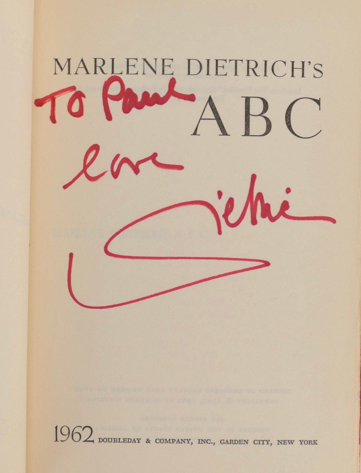“Marlene Dietrich’s ABC ” – SIGNED