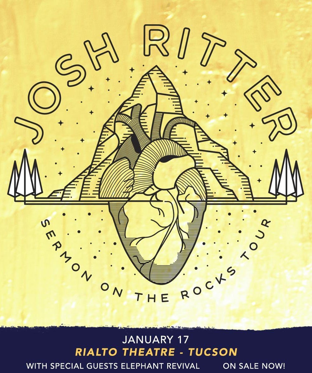 JOSH RITTER “SERMON ON THE ROCKS TOUR” 2016 TUCSON CONCERT POSTER – Alt Country