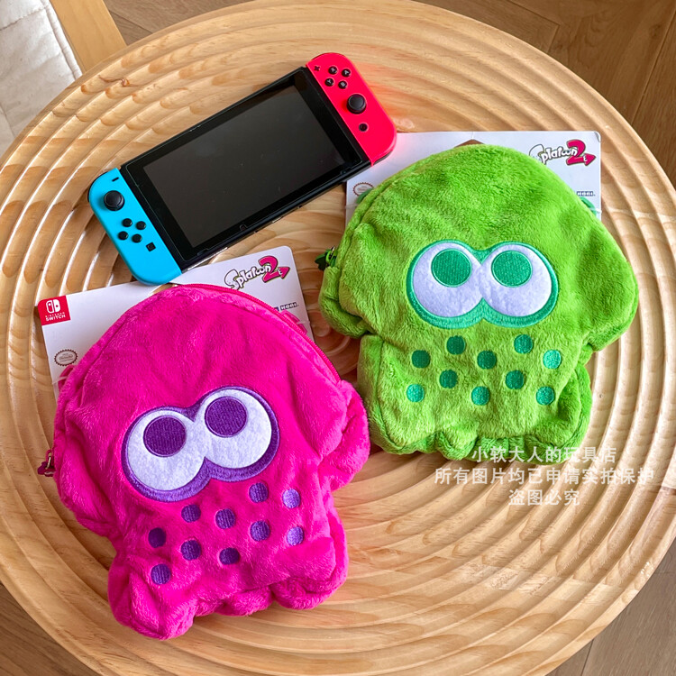 Splatoon 2 Squid Plush Pouch Carrying Case Bag Storage Bag Portable Shoulder Bag