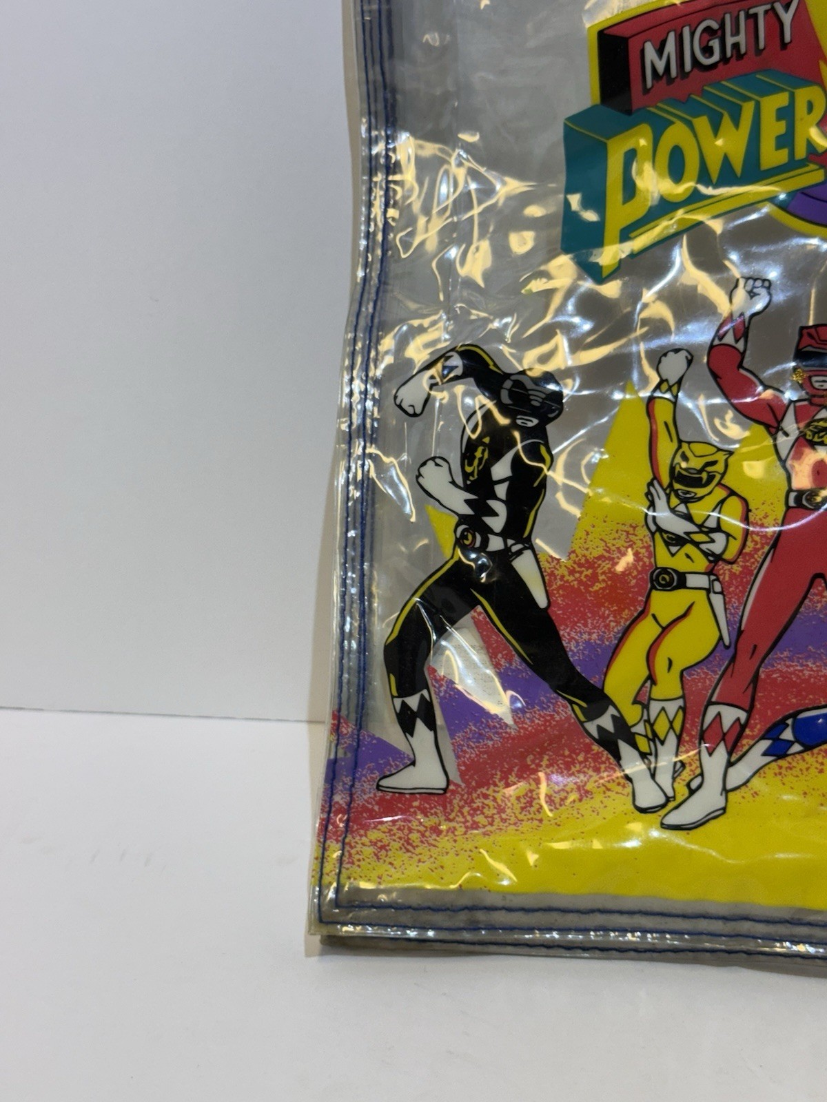 Mighty Morphin Power Rangers 1993 Clear Plastic Tote Bag 9.5″ x 13″ Rare
