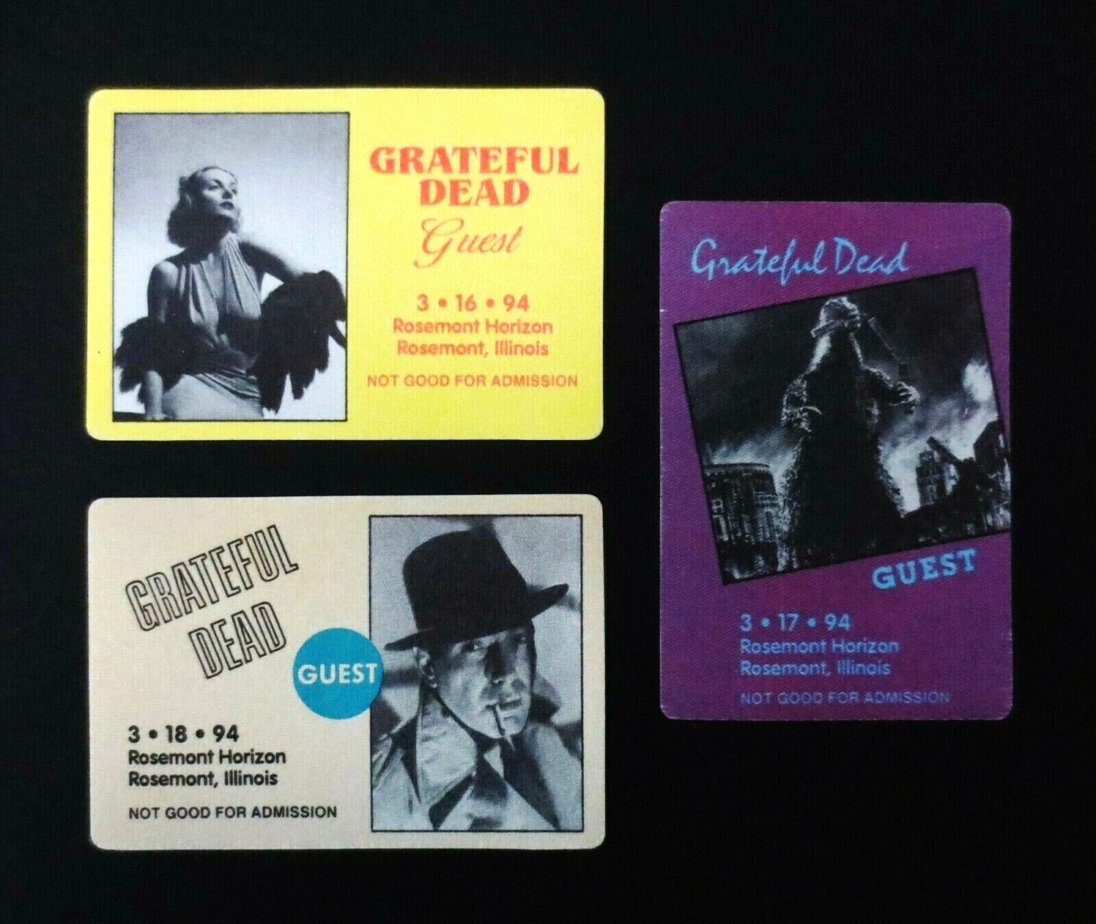 Grateful Dead Backstage Pass Rosemont Chicago Illinois 1994 3/16/94 3/17/94 3/18
