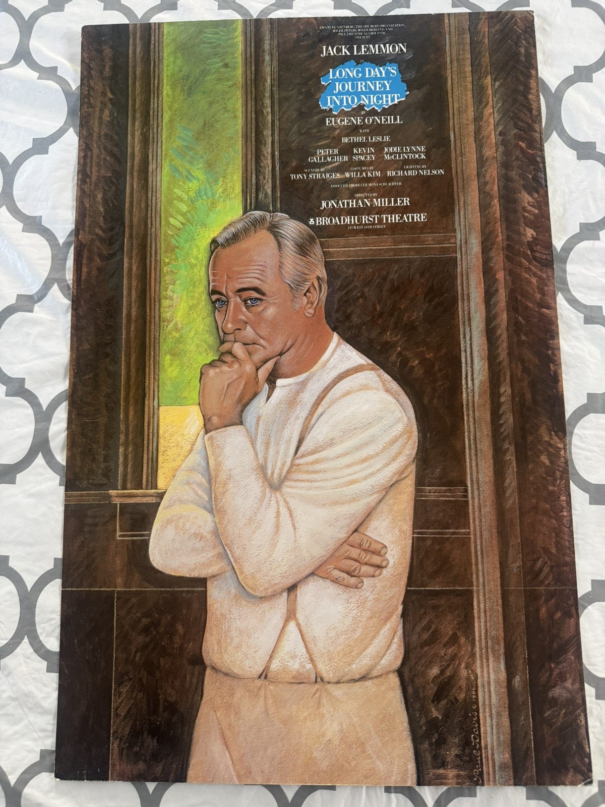 Long Day’s Journey Into Night 1986 Window Card Jack Lemmon Broadhurst 14×22