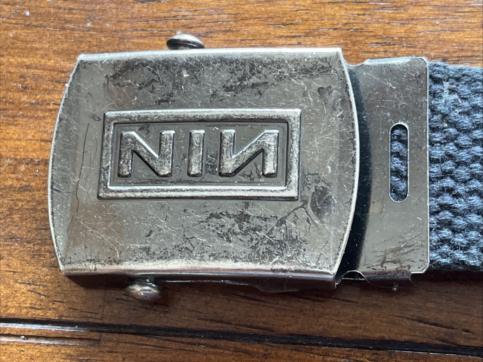 Original J.Artist Mgmt Merch Nine Inch Nails Belt Buckle & USED Belt 46” Length