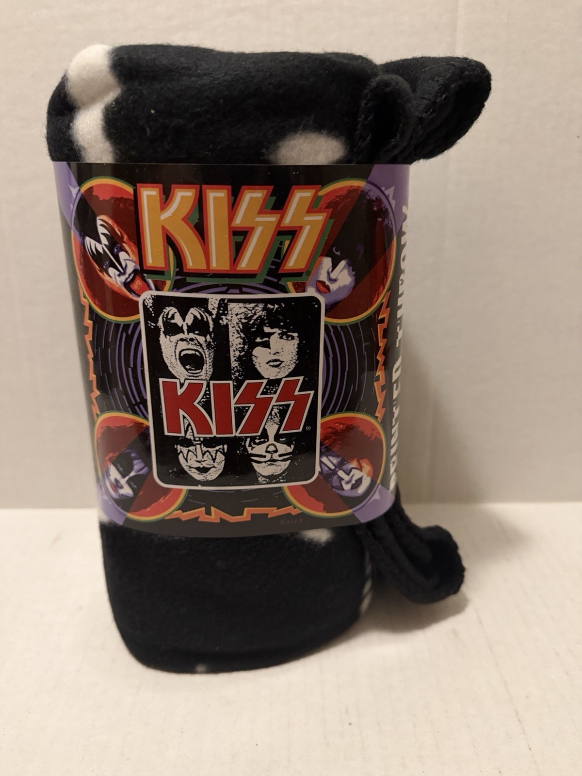 KISS Fleece Throw Blanket 50″ x 60″ Catalog 2009 Faces Night Black & Red ~ NEW