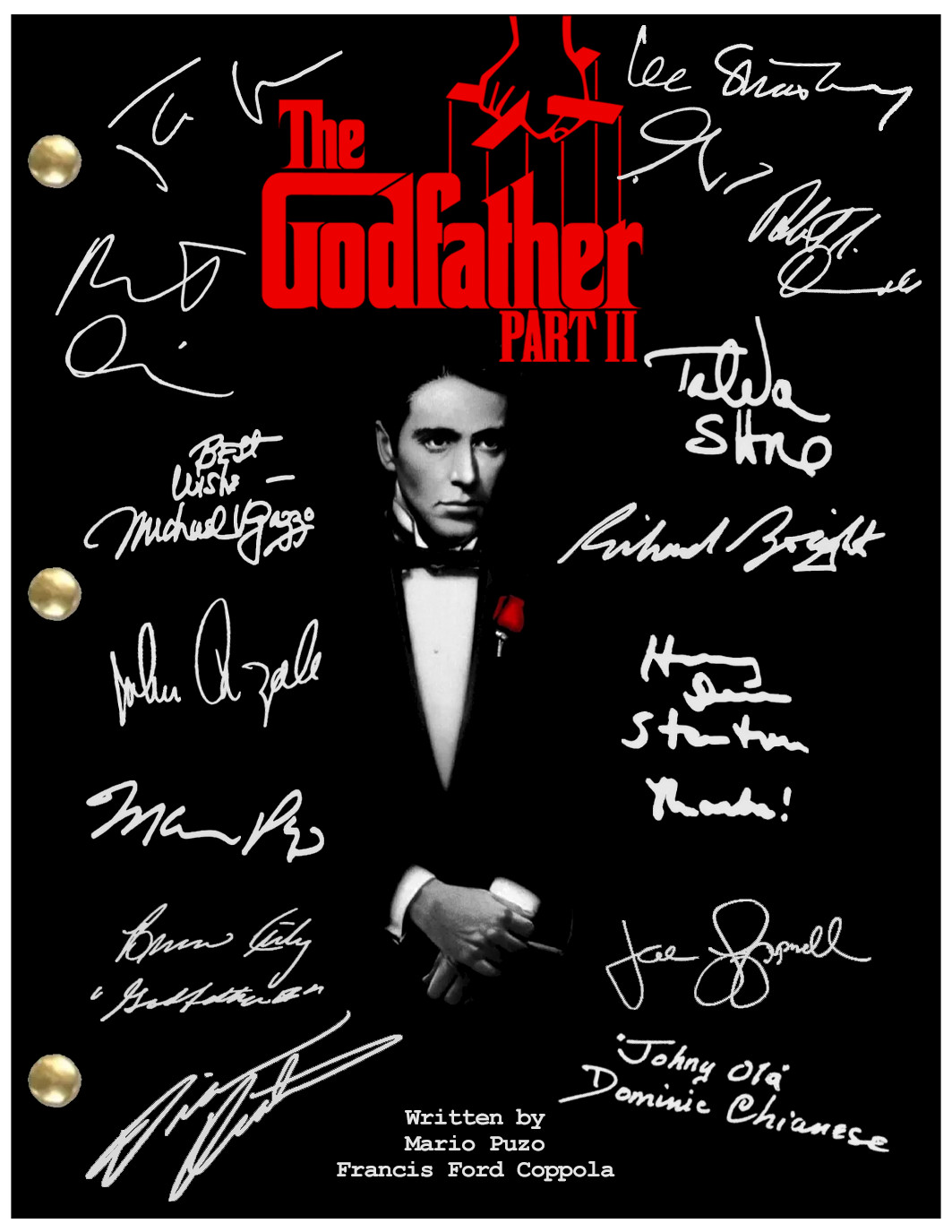 The Godfather Part II Script Signed, Autograph Reprints, 195 Pages, Al Pacino