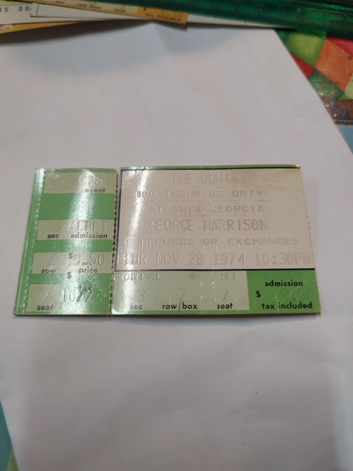 George Harrison Ticket 1974 – The Omni