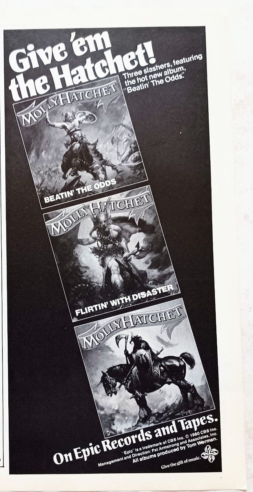 MOLLY HATCHET~BEATIN THE ODDS/FLIRTIN WITH DISASTER~1980 ALBUM PROMO AD CLIPPING
