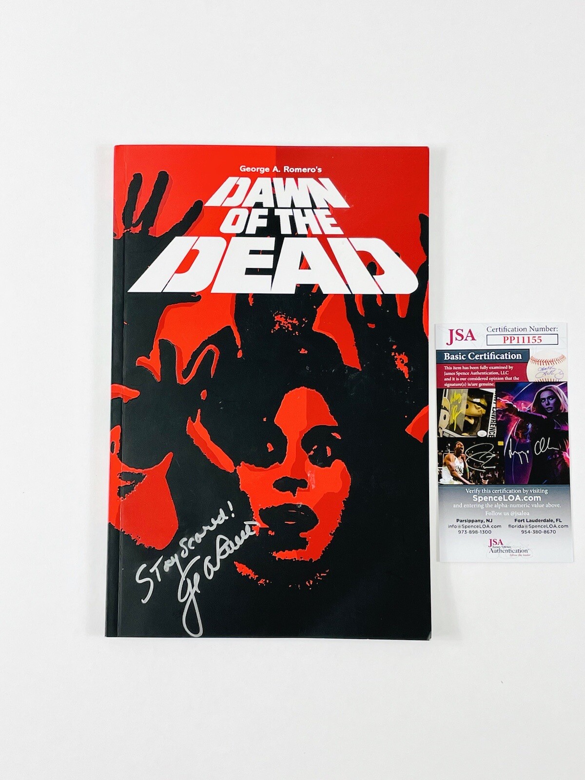 George Romero Hand Signed Dawn of the Dead Softcover Book Horror Movie JSA COA