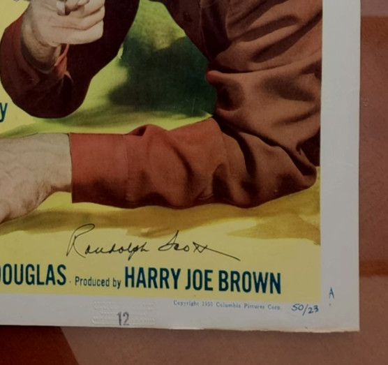 THE NEVADAN Randolph Scott Original 1950 Movie Poster Autographed/Signed Western