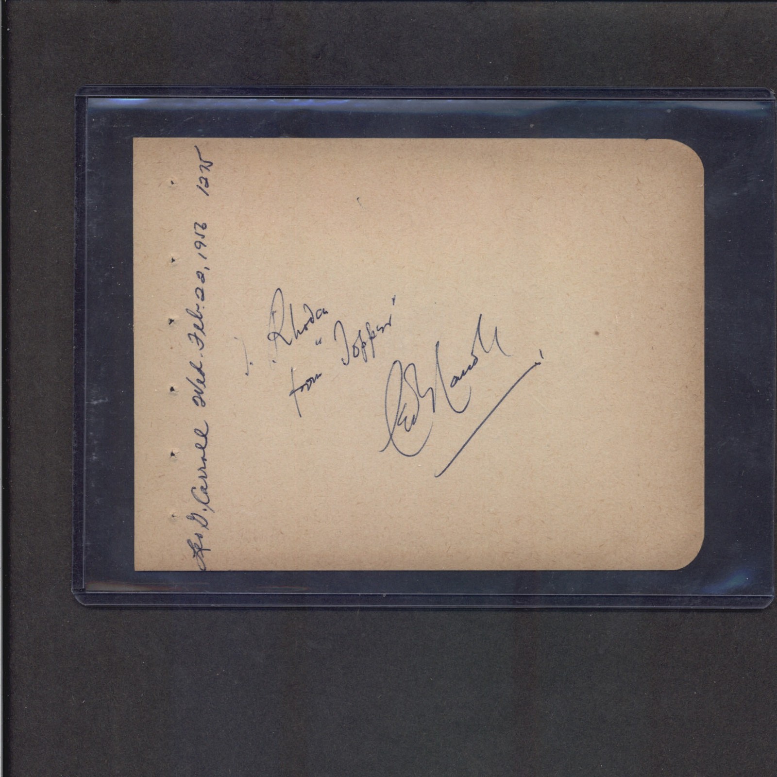 Leo G. Carroll – Signed Autograph Book Page – Sterling Holloway on reverse side