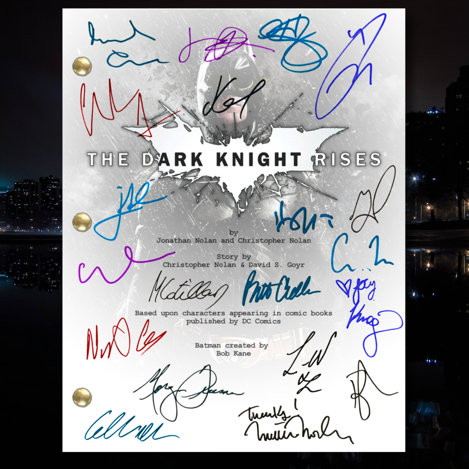 The Dark Knight Trilogy Signed Autograph Scripts Reprints Batman Bane Joker Fan