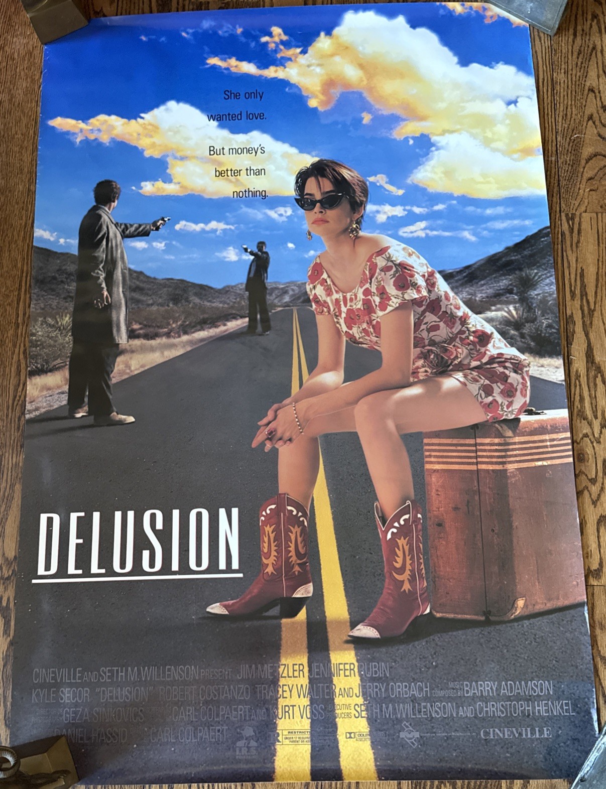 DELUSION movie poster JENNIFER RUBIN original video store promo 27×41 Rolled P4