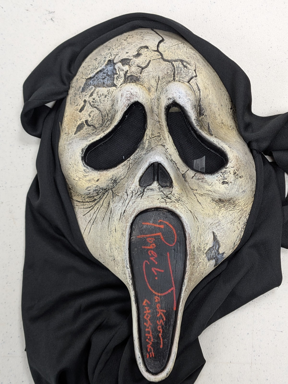 ROGER JACKSON Signed GHOSTFACE MASK Autograph SCREAM Aged RARE JSA COA * SALE *