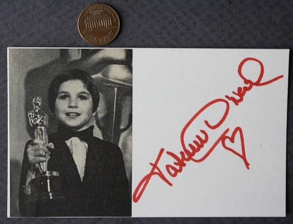 Paper Moon Oscar Winner Tatum O’Neal autographed photocard Bad News Bears too —