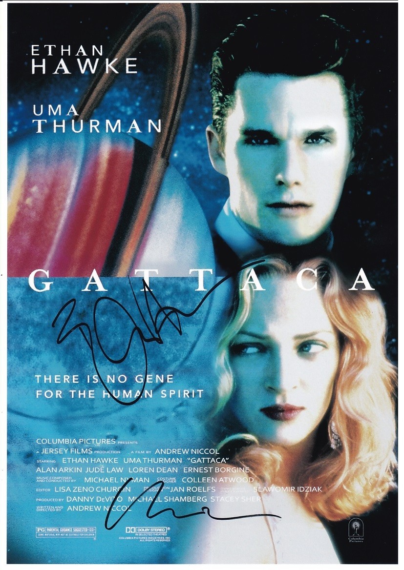 Ethan Hawke Uma Thurman Gattaca Hand Signed Autograph Photo 12×8 COA