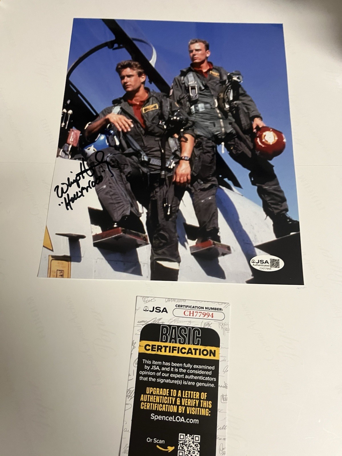Autographed Whip Hubley Top Gun 8×10 Photo w/ Inscription JSA Signed Auto
