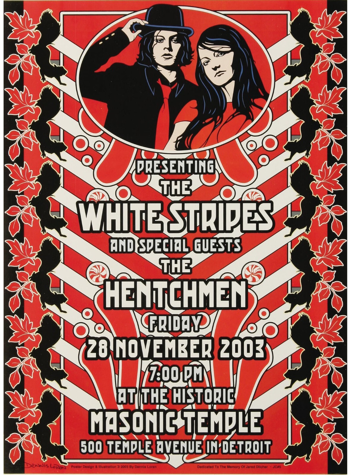 2003 THE WHITE STRIPES CONCERT POSTER WALL ART PRINT SIZE IS 10X16IN MICHIGAN