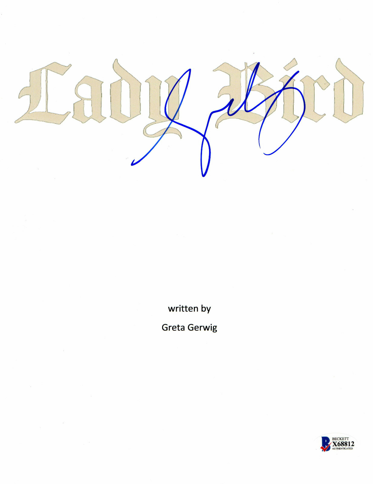 GRETA GERWIG SIGNED AUTOGRAPH LADY BIRD FULL SCRIPT BECKETT BAS