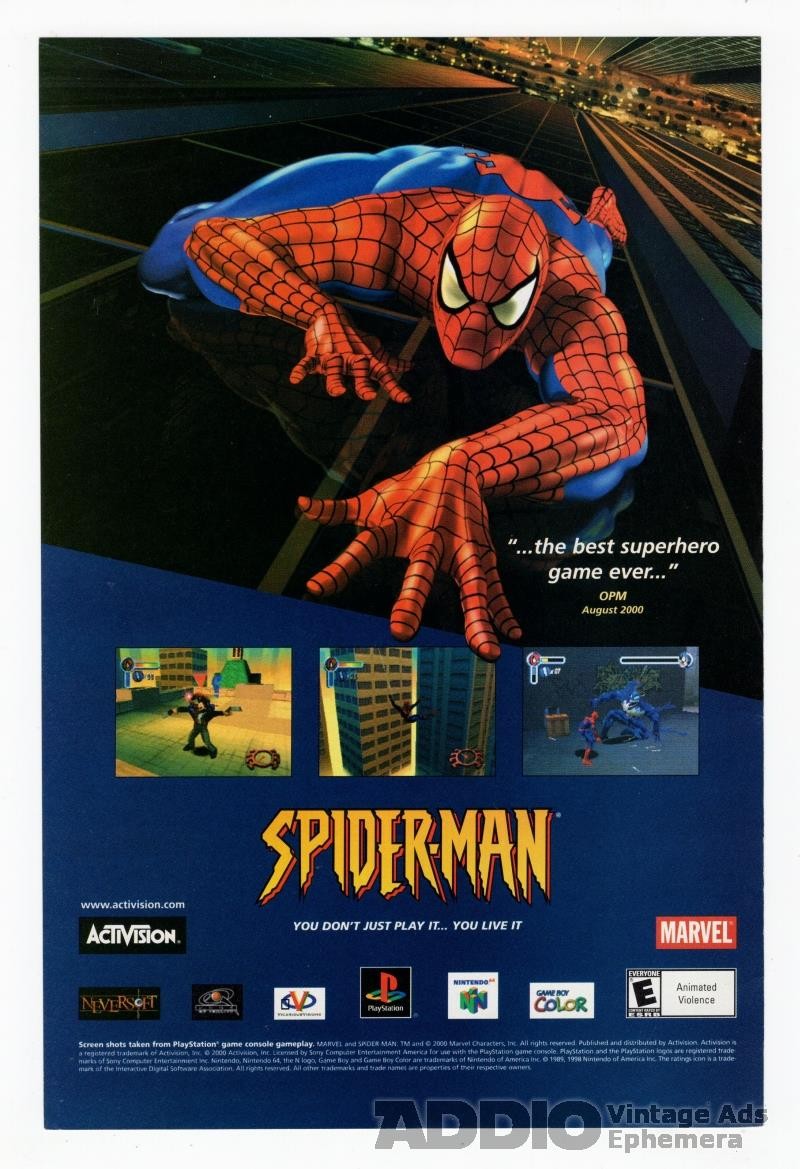 2000 Spider-Man video game PRINT AD promo art Marvel Comics Activision 00s page