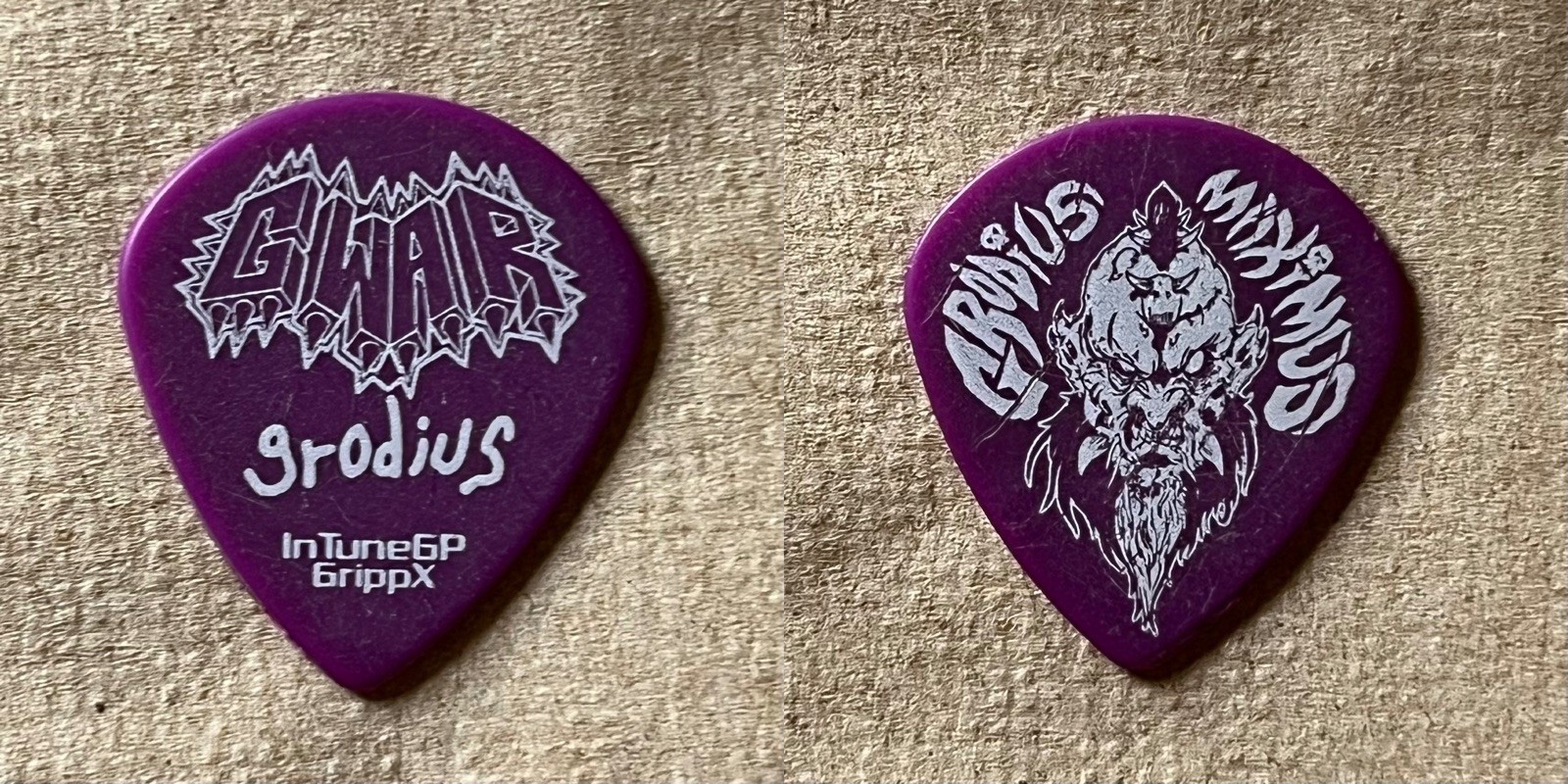 (1) *RARE* GWAR Grodius Maximus guitar pick / plectrum • Balsac Oderus Urungus