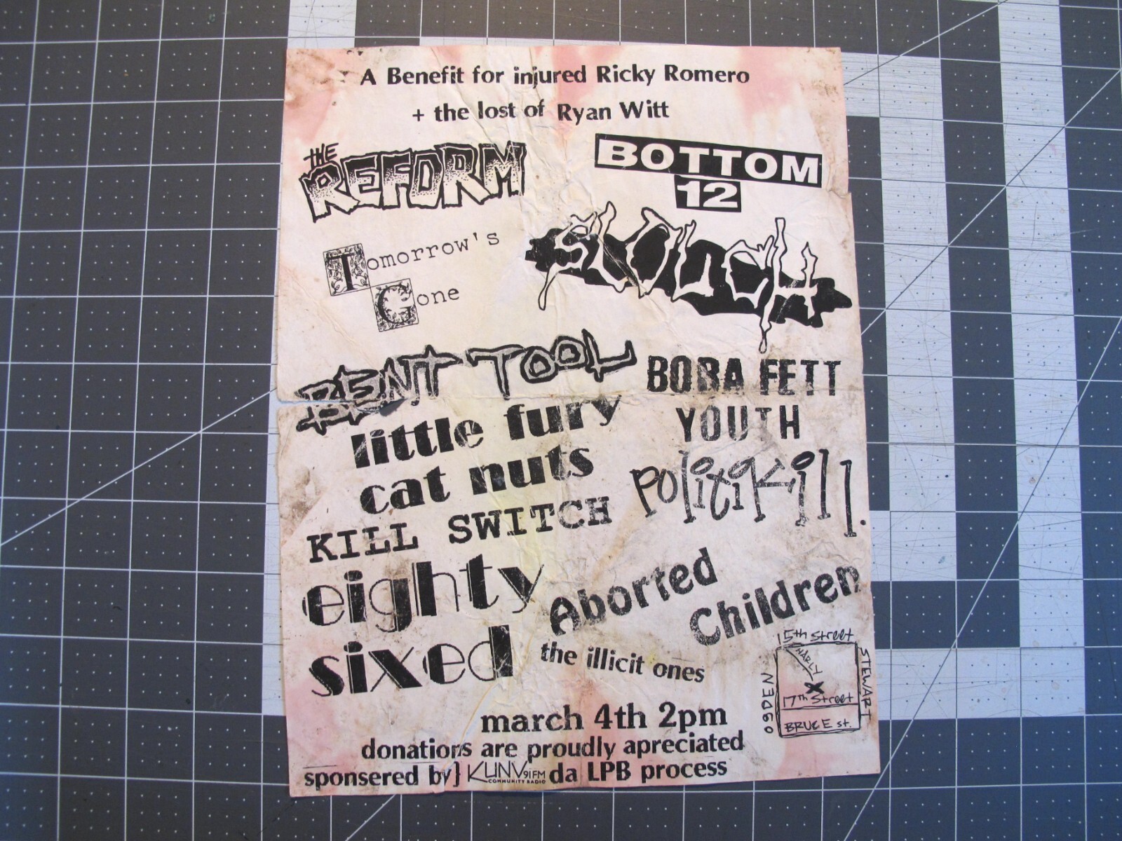 vtg punk hardcore flyer – Reform Bent Tool Slouch Kill Switch KUNV 8.5×11 HC4