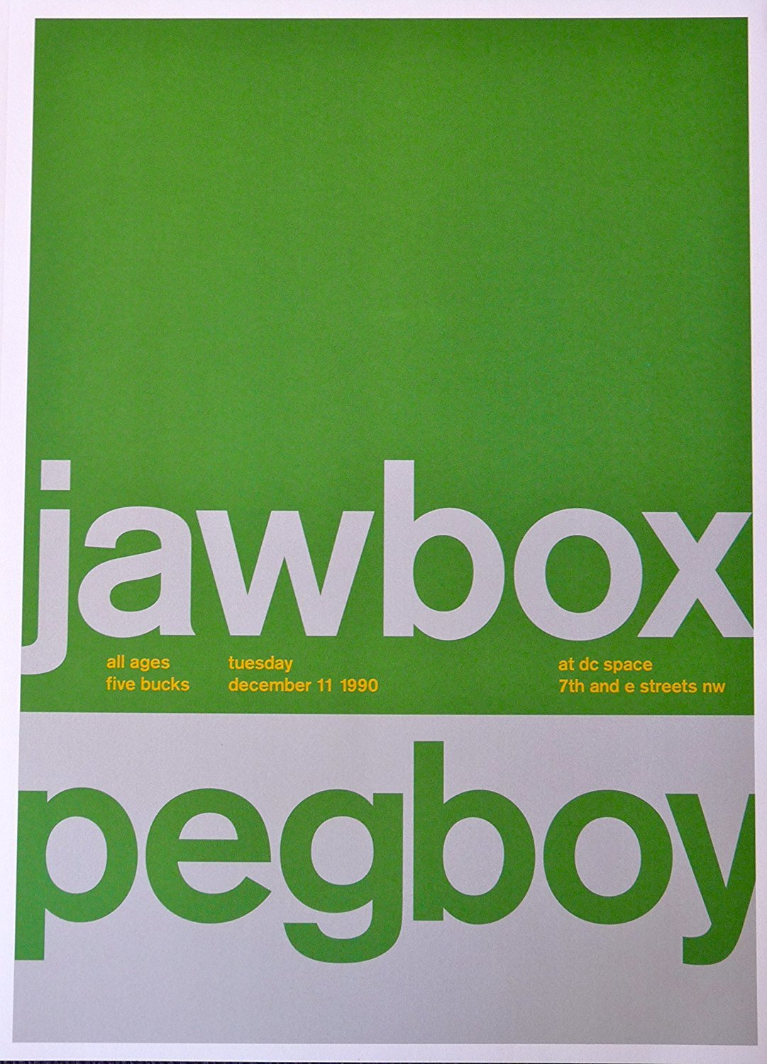 Jawbox and Pegboy – Live at DC Space – Concert Mini Poster – 10″x14″