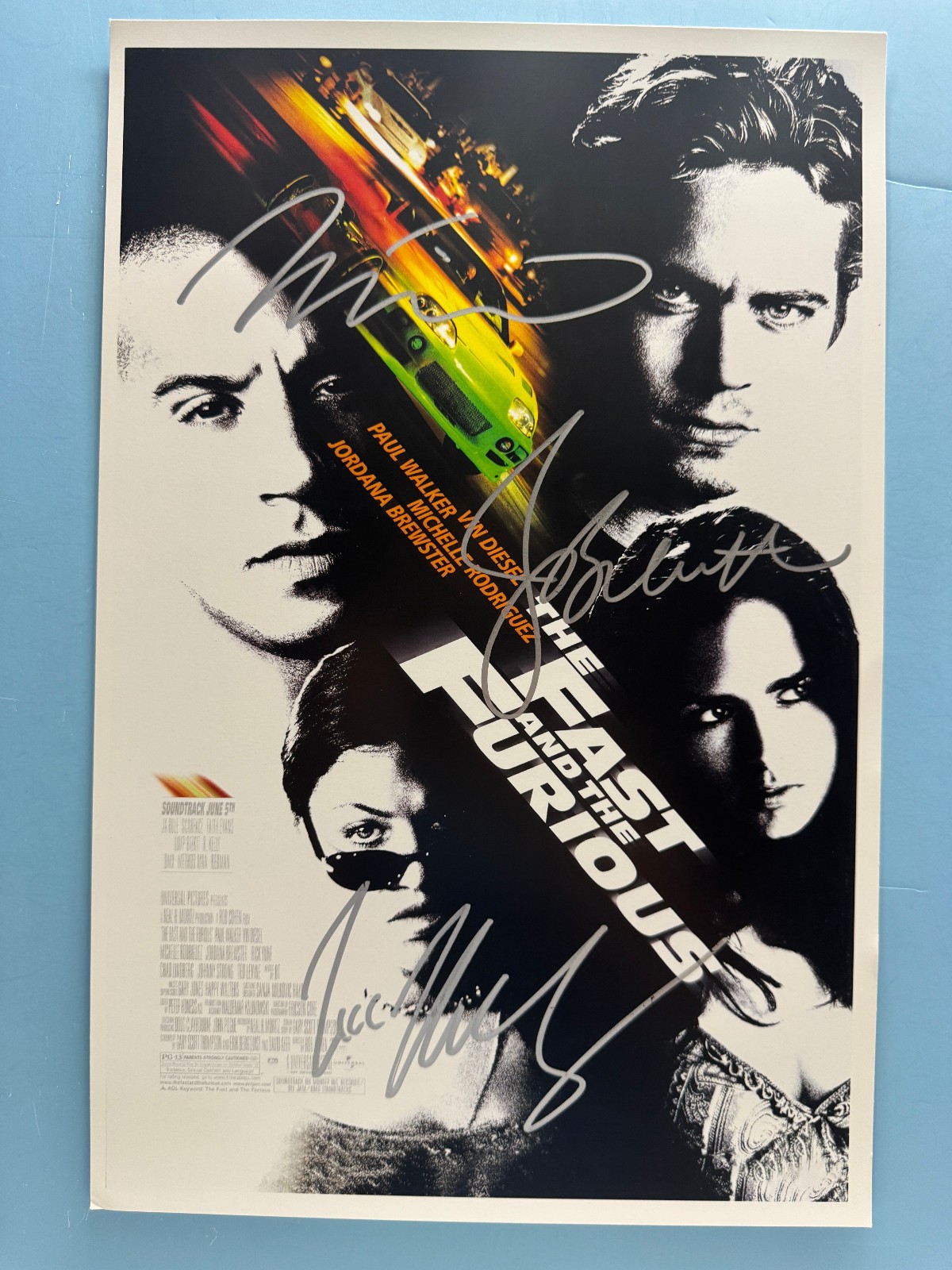 THE FAST AND THE FURIOUS MOVIE POSTER 11×17 SIGNED by 3 AUTHENTICATED wCOA