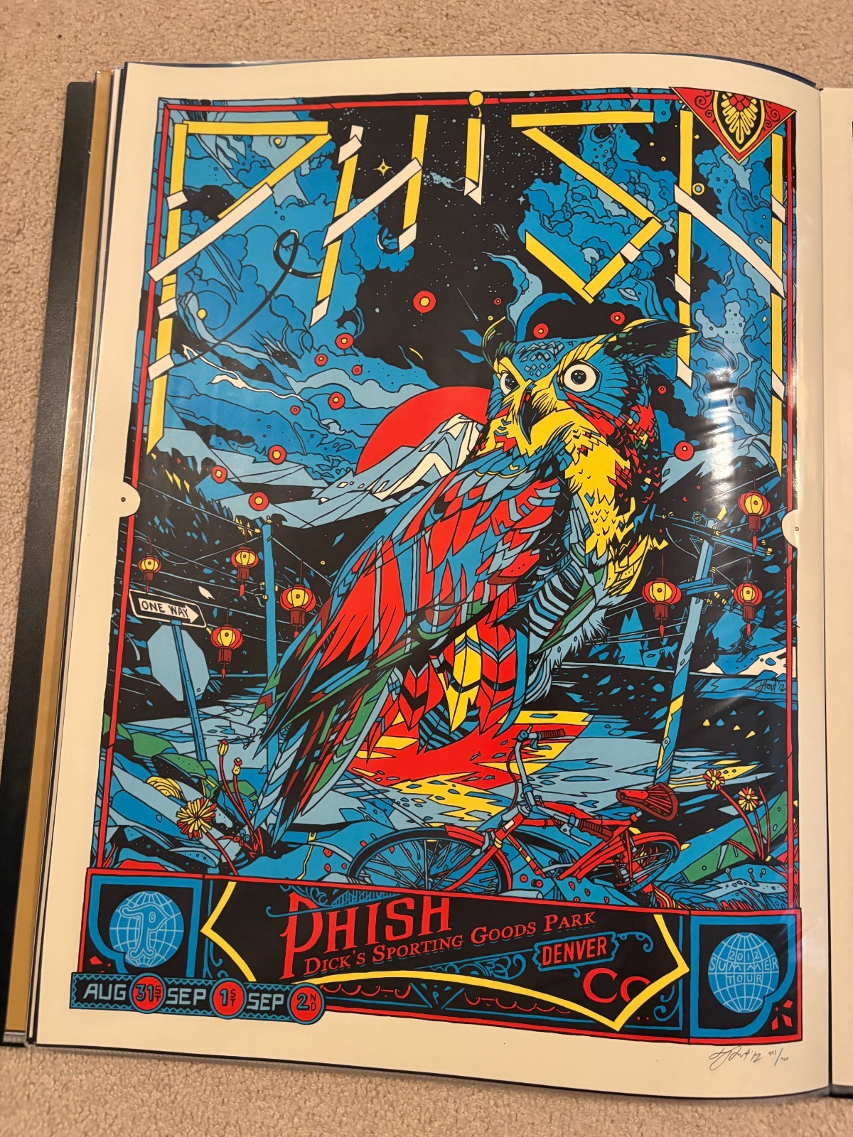 🦉 Phish Dicks 2012 Poster Tyler Stout Blue Commerce City Signed #/900 owl