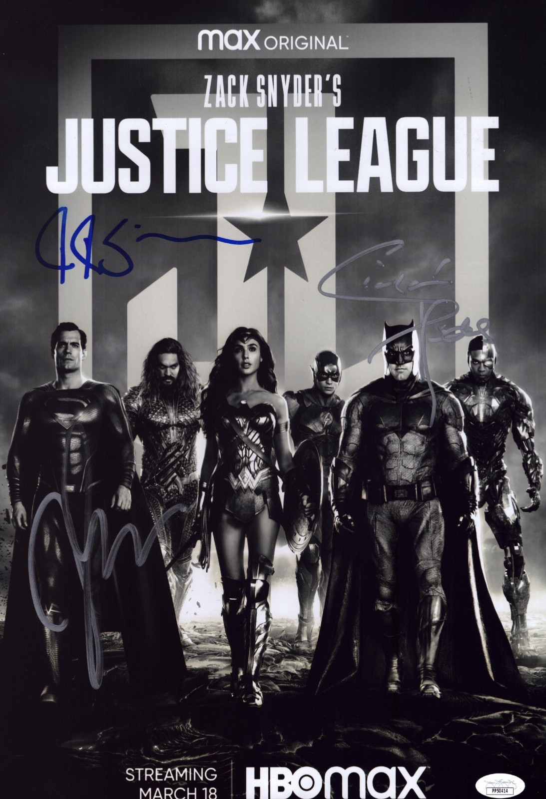 JUSTICE LEAGUE Cast x3 Hand-Signed “JK Simmons ~ Snyder” 11×17 Photo (JSA COA)