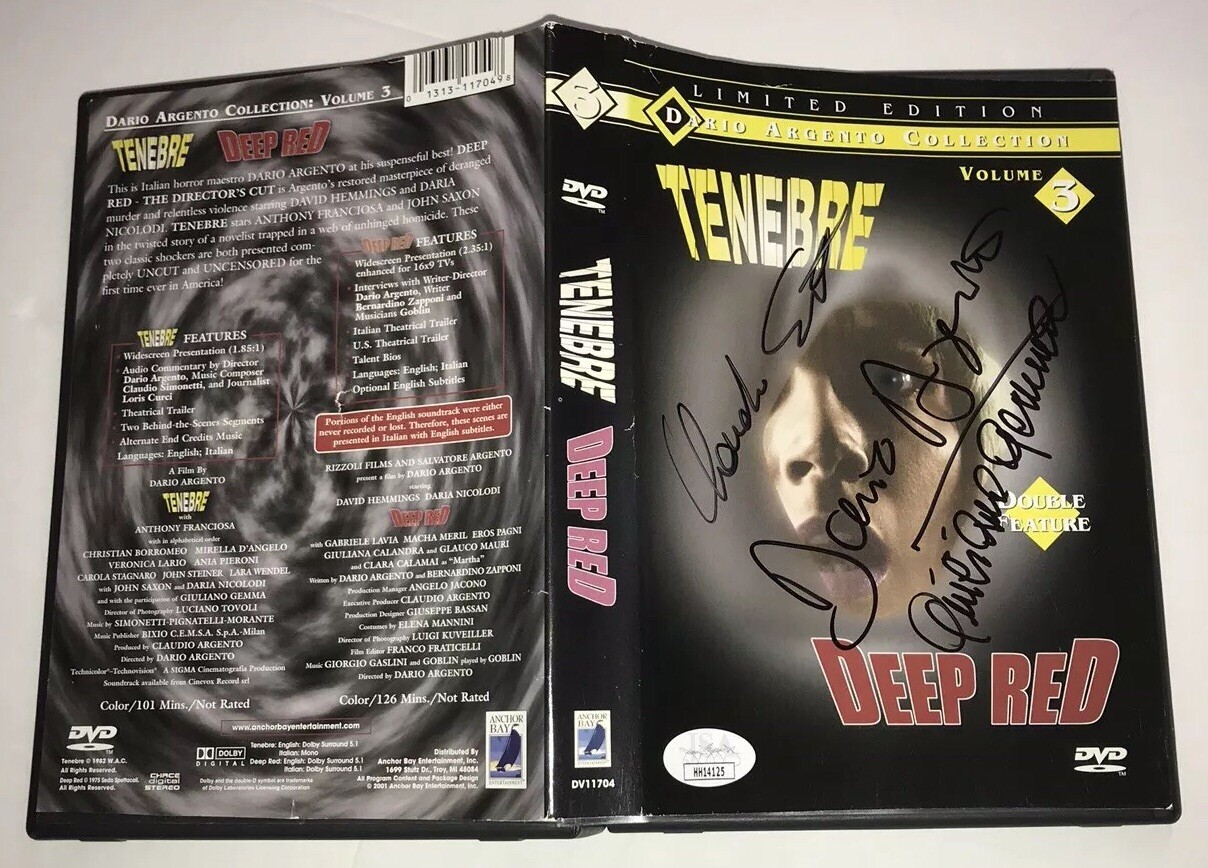 DARIO ARGENTO Signed X3 DEEP RED Tenebre DVD IN PERSON AUTOGRAPH JSA COA