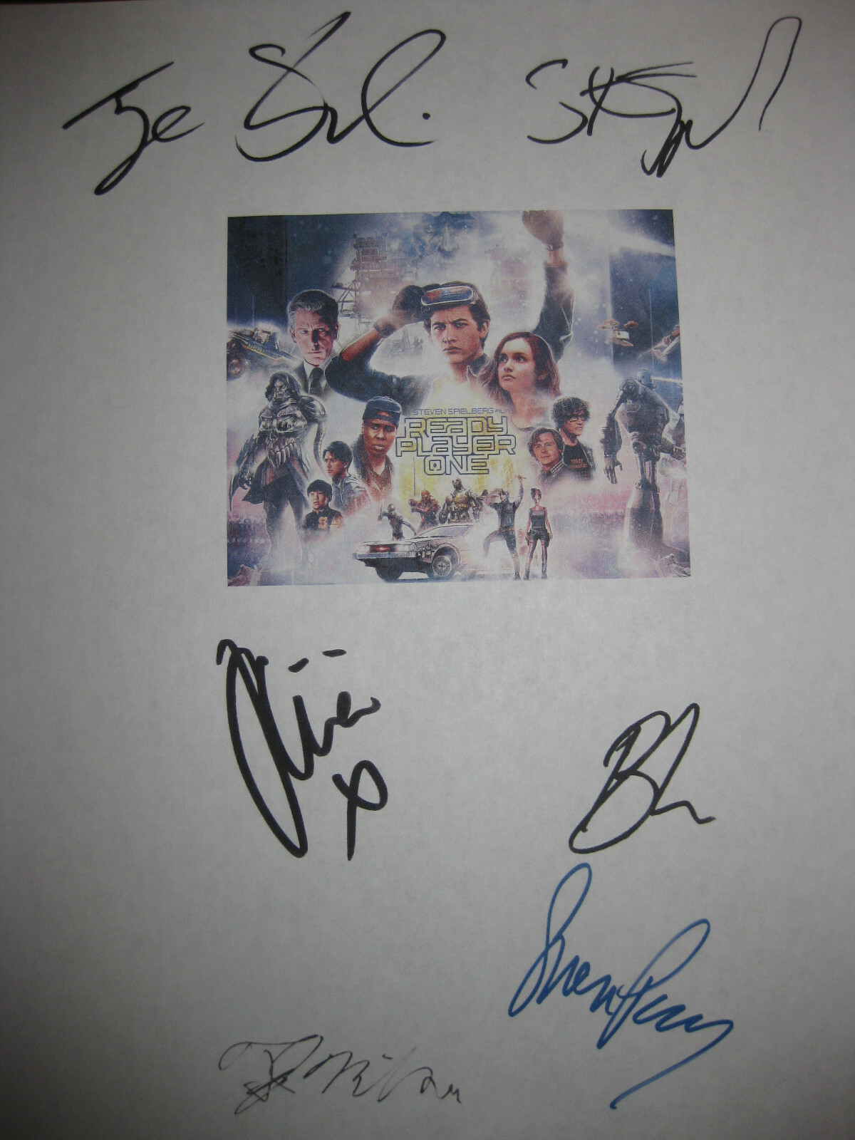Ready Player One signed film script X6 Steven Spielberg Tye Sheridan Pegg reprnt