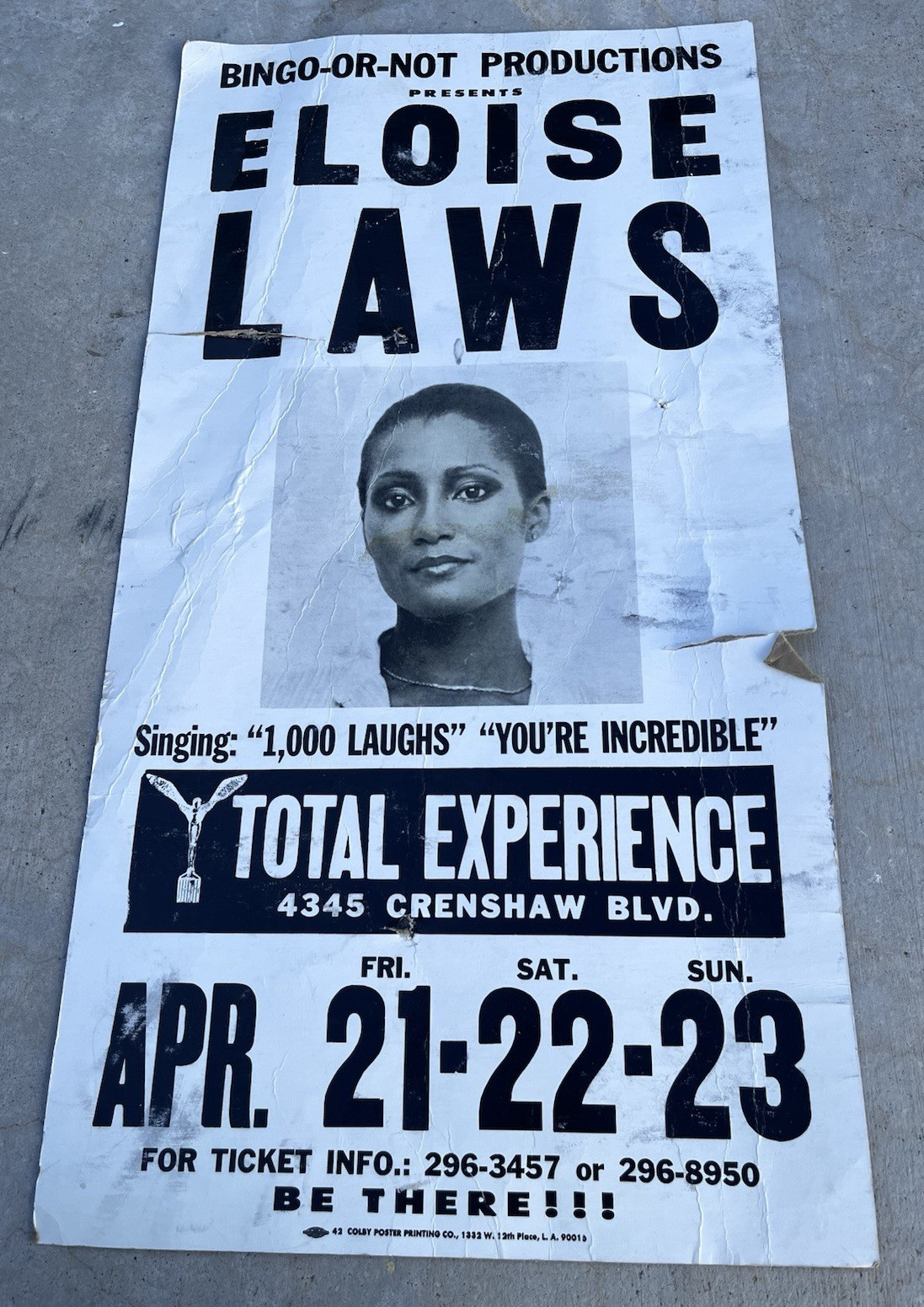 Vintage Eloise Laws Original Jazz R&B Concert Poster Black Americana Crenshaw