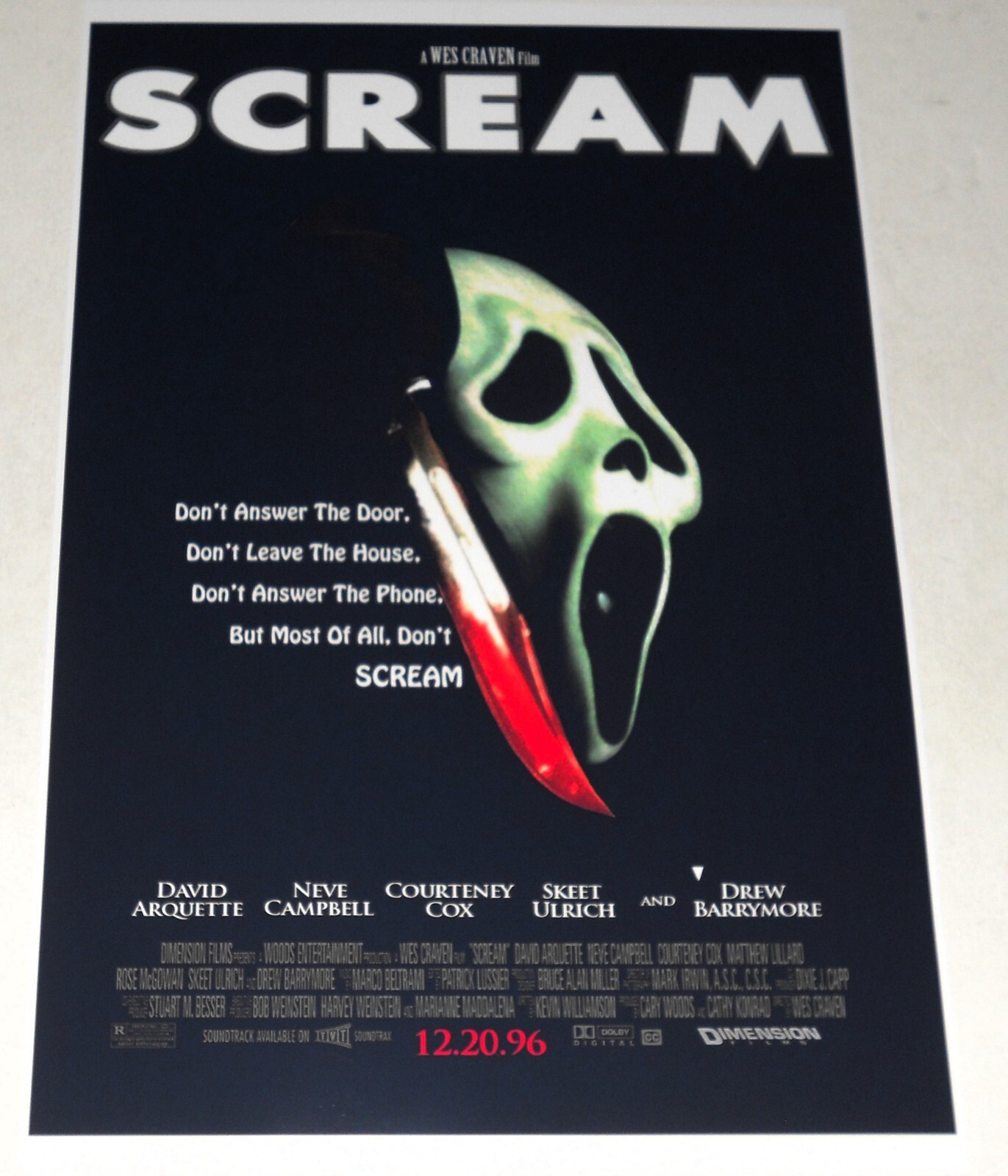 Scream Teaser (Wes Craven) 1996 Horror Film Poster 19″x13″ Neve Campbell