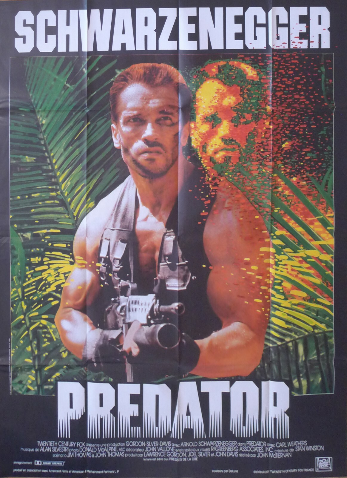 PREDATOR – SCHWARZENEGGER / ALIEN / WAR – ORIGINAL LARGE FRENCH MOVIE POSTER