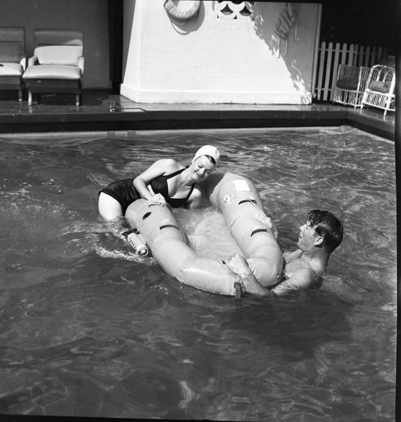 Roy Rogers Dale Evans Camera Original 2.25 x 2.25 Photo Negative Swimming home
