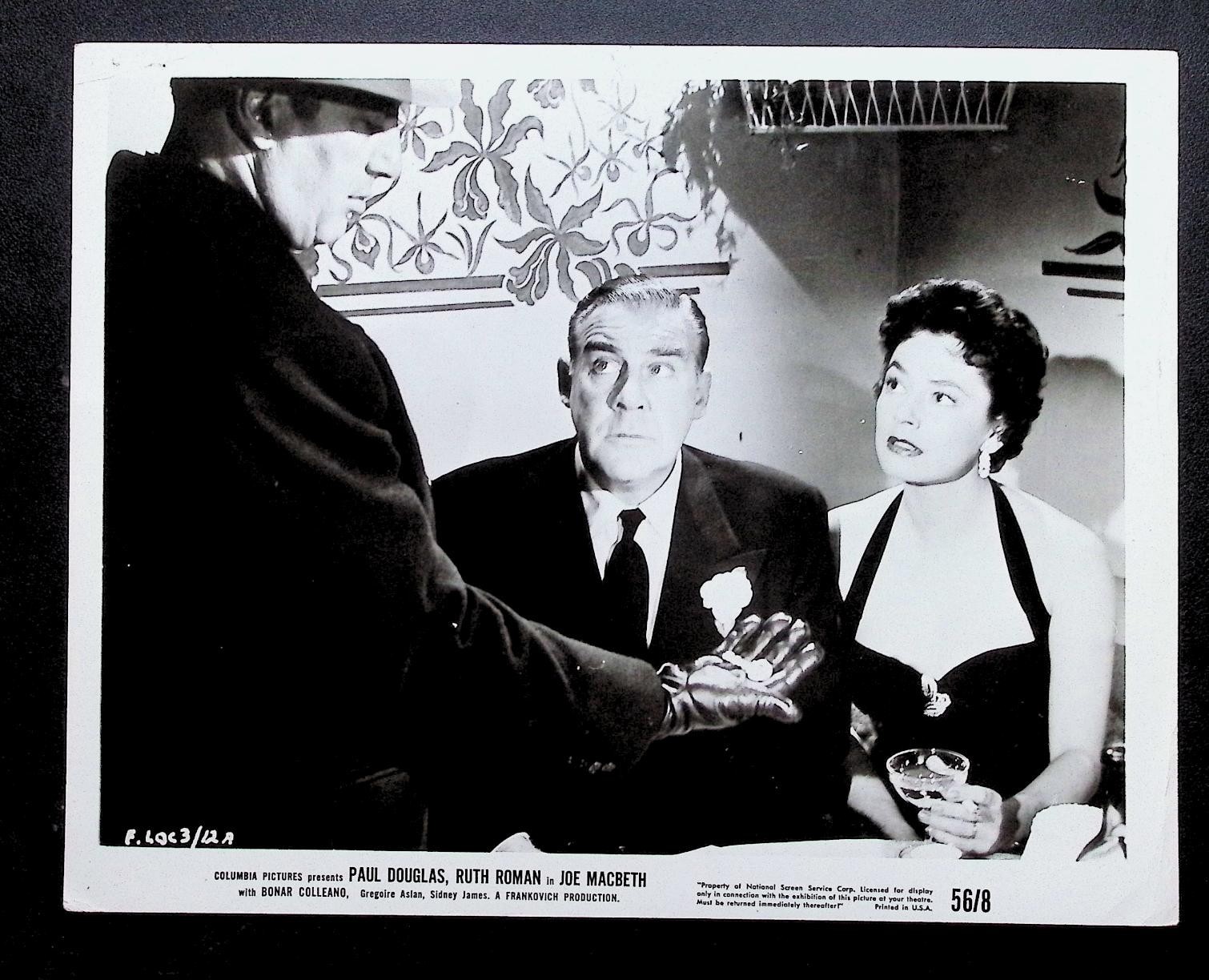 Paul Douglas Ruth Roman 1956 8×10 Columbia Still JOE MACBETH Film Noir