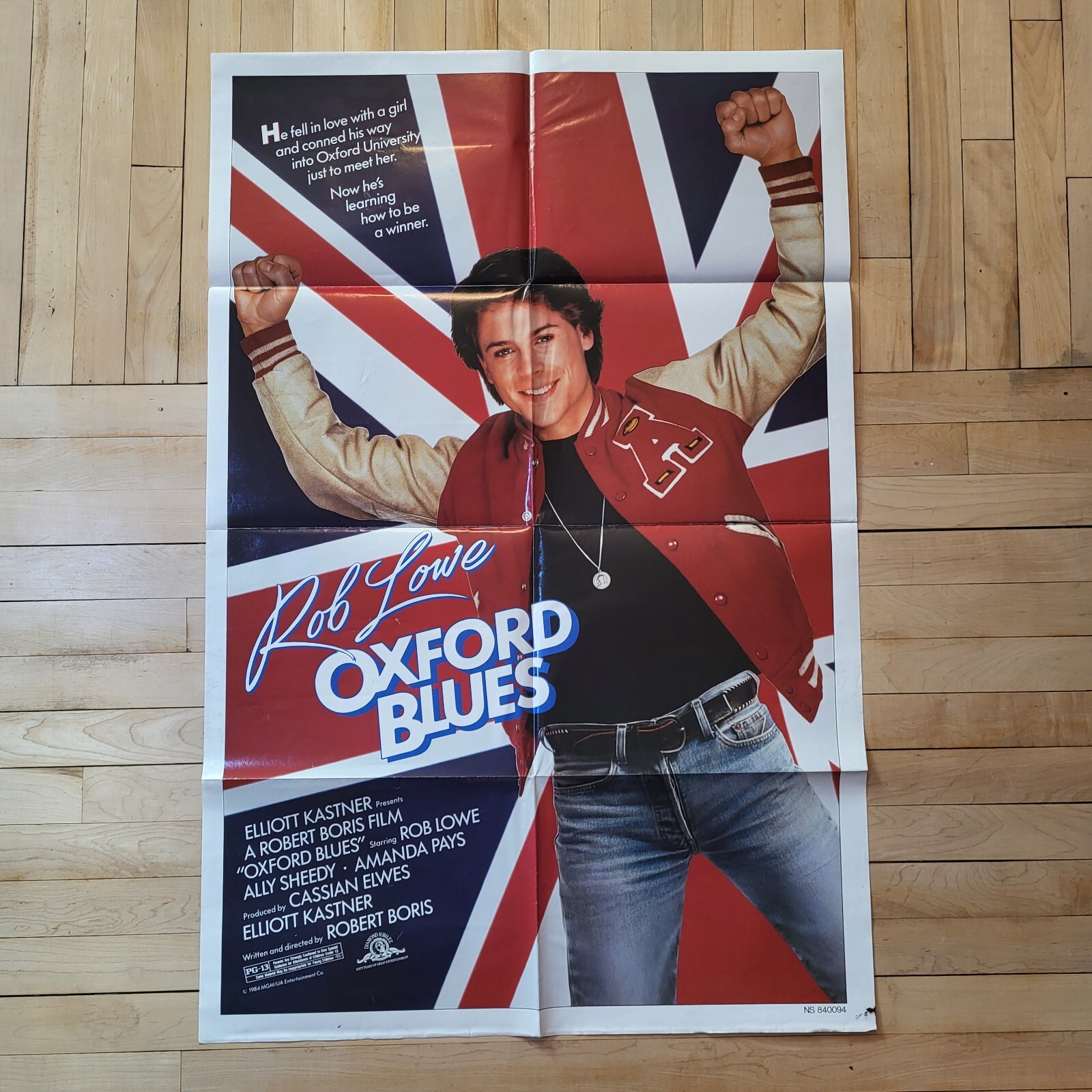 Oxford Blues Original One Sheet, Movie Poster 1984 Rob Lowe Vintage, Folded