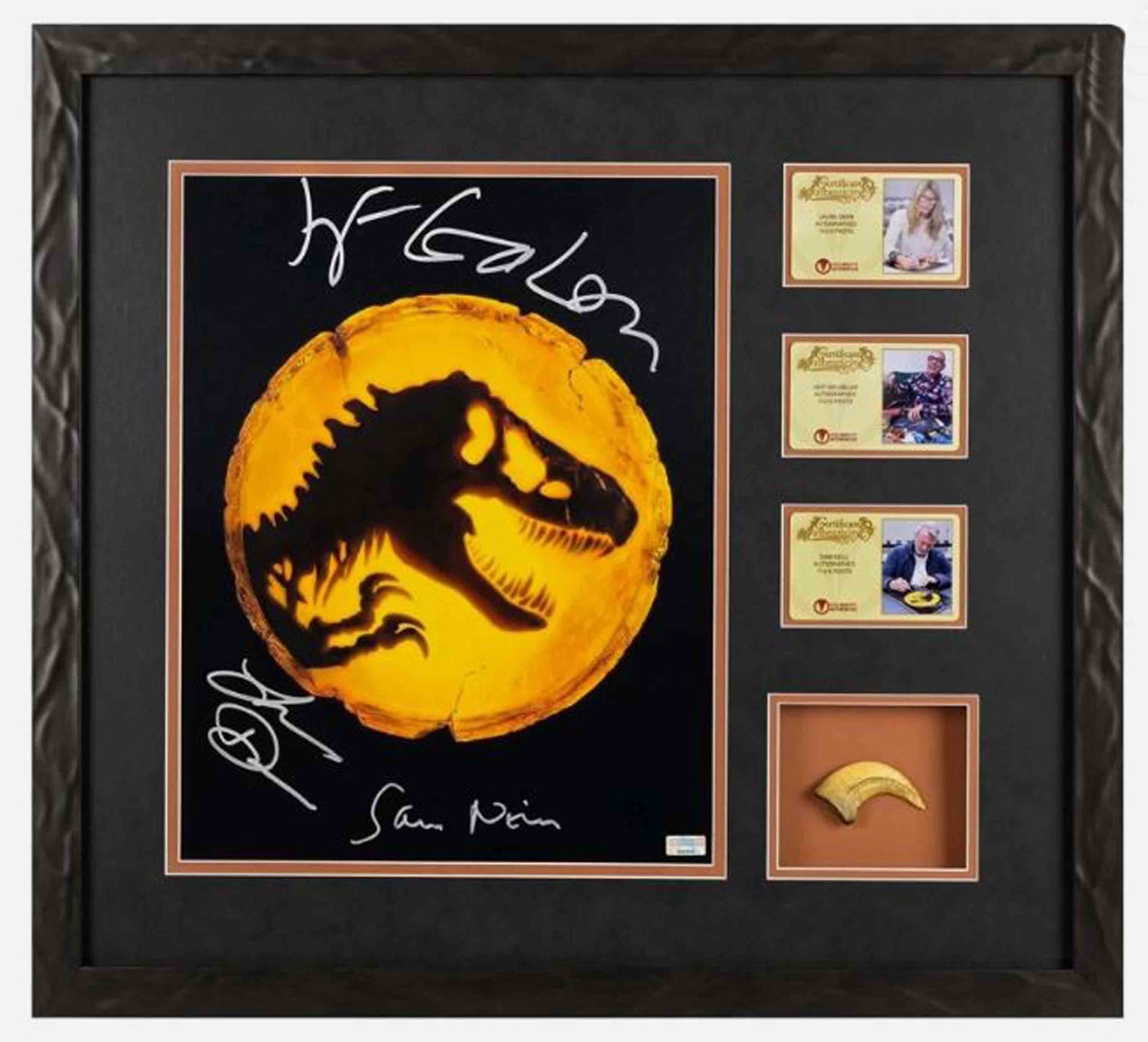 Jurassic World Framed Display Sam Neill, Laura Dern, Jeff Goldblum Autographed