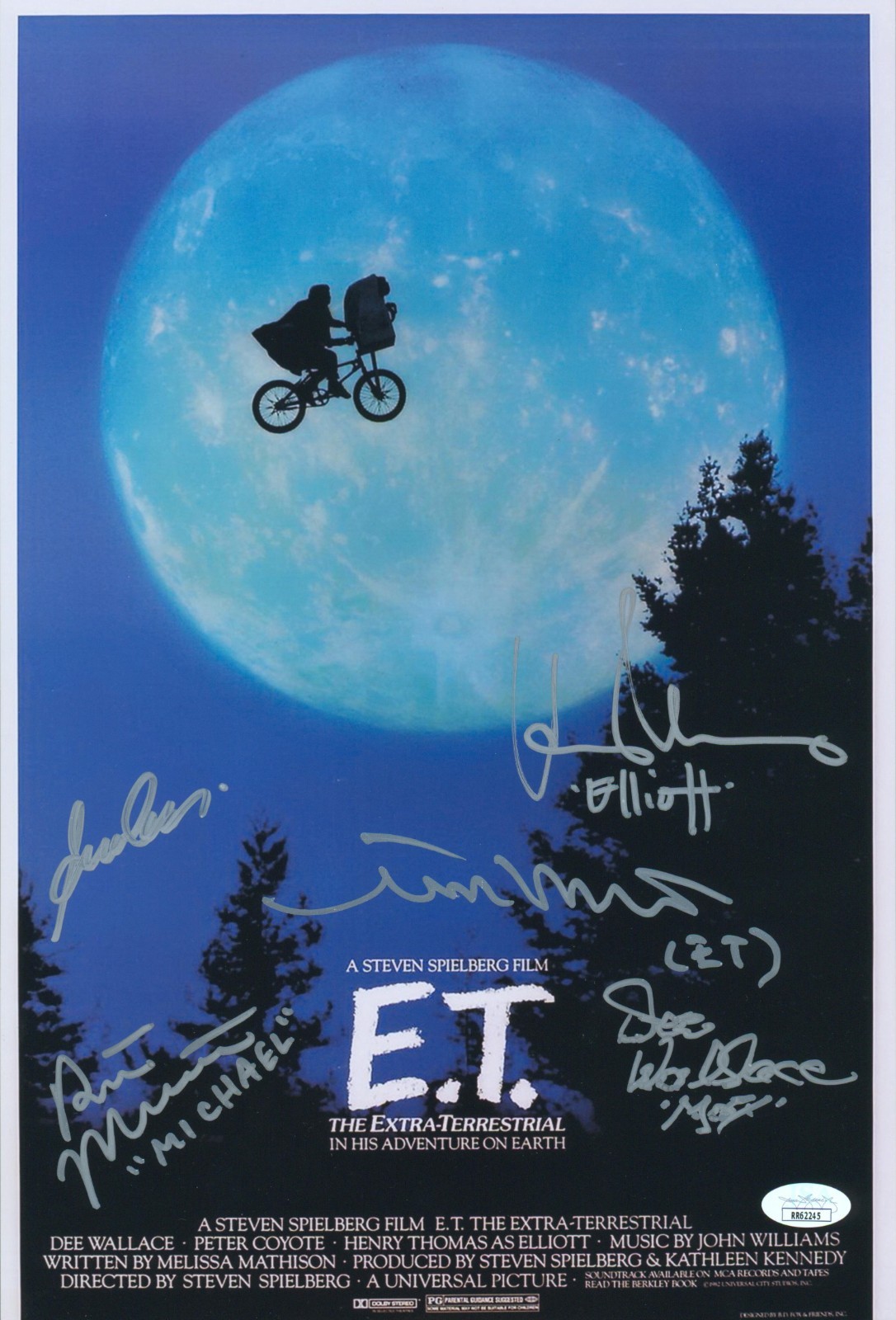 Henry Thomas +4 Cast Signed 10×15 E.T. Extra-Terrestrial Autograph Photo JSA COA