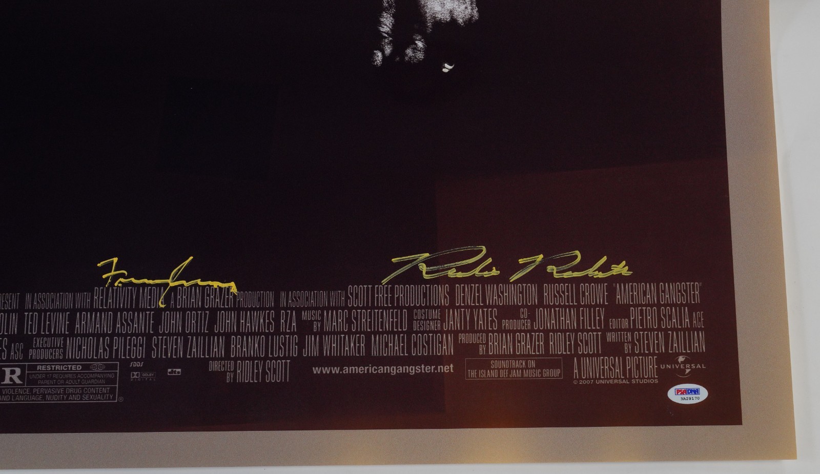 Frank Lucas Richie Roberts Signed American Gangster 27×41 Poster PSA/DNA COA 170