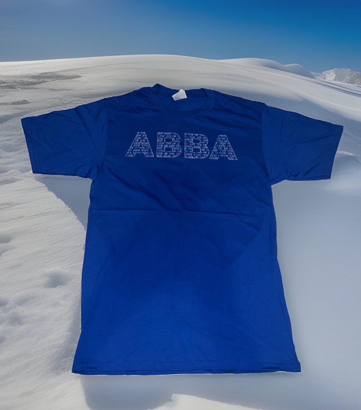 Rare Abba Band Lettering Lyrics Official Merchandise Shirt Adult Small Blue New