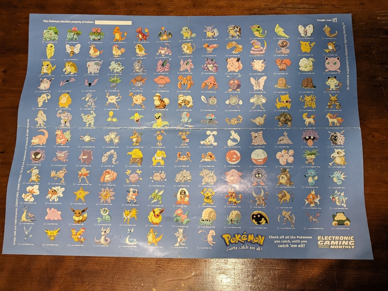 Double-Sided Pokemon Pikachu Poster Electronic Gaming Monthly Vintage 1999