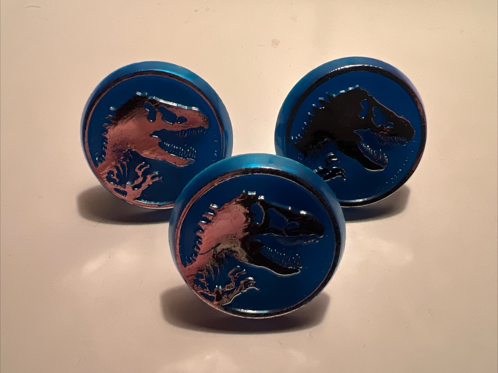 3 Jurassic Park Universal Studios and Amblin Souvenir Plastic Toy Rings