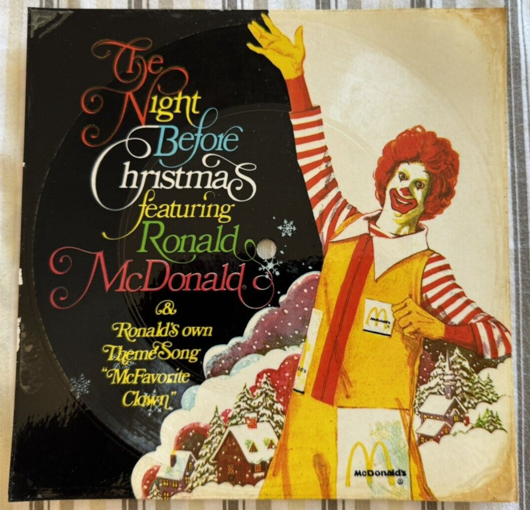 Rare 1974 Vintage McDonald’s FlexiDisc 7″ Promo Christmas Card 33 1/3 RPM Record