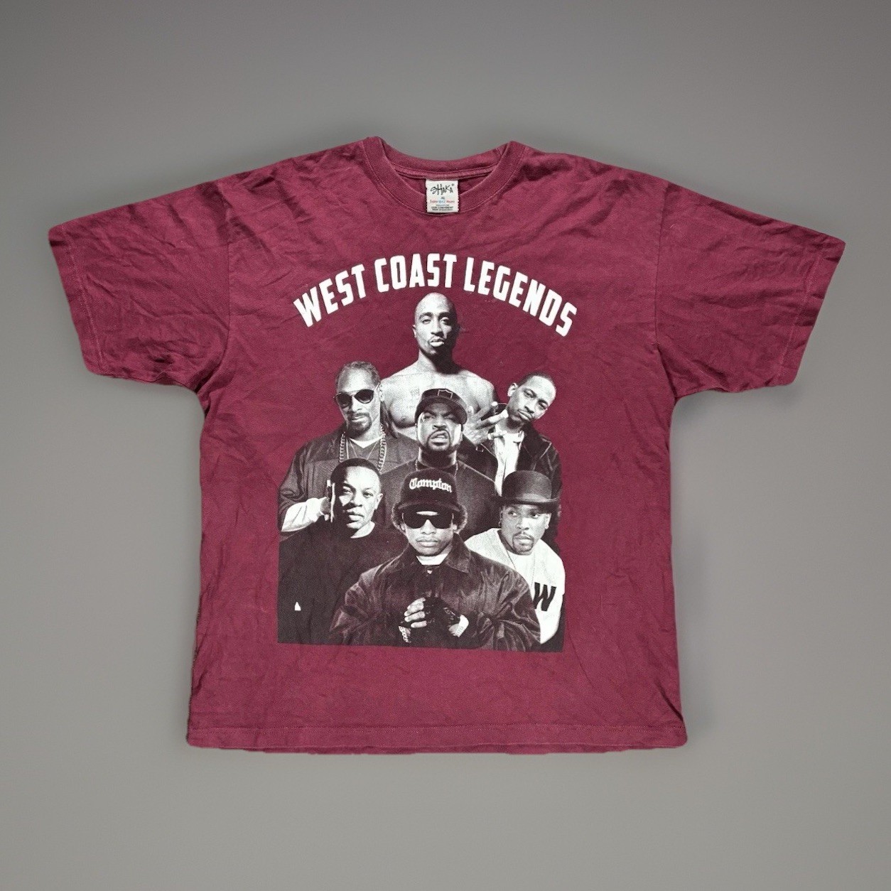 Rare Vintage Shaka XL Burgundy Rap Hip Hop West Coast Legends Streetwear T-Shirt