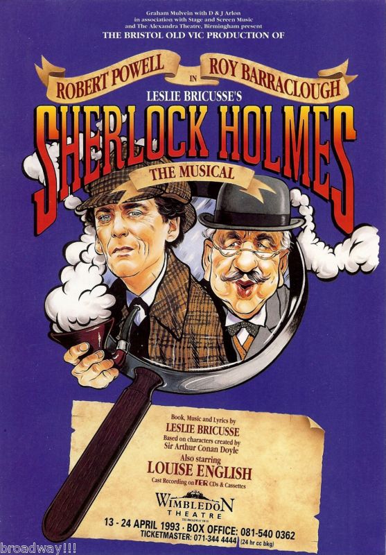 Leslie Bricusse “SHERLOCK HOLMES” (the Musical) Robert Powell 1993 London Flyer