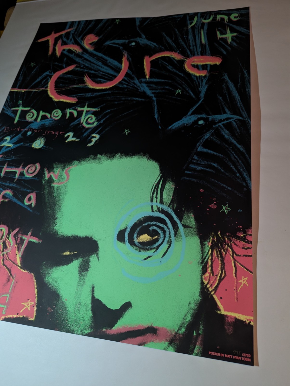 THE CURE LOST WORLD TOUR POSTER – 6/14/23 TORONTO #992/2750 MATT RYAN TOBIN ART