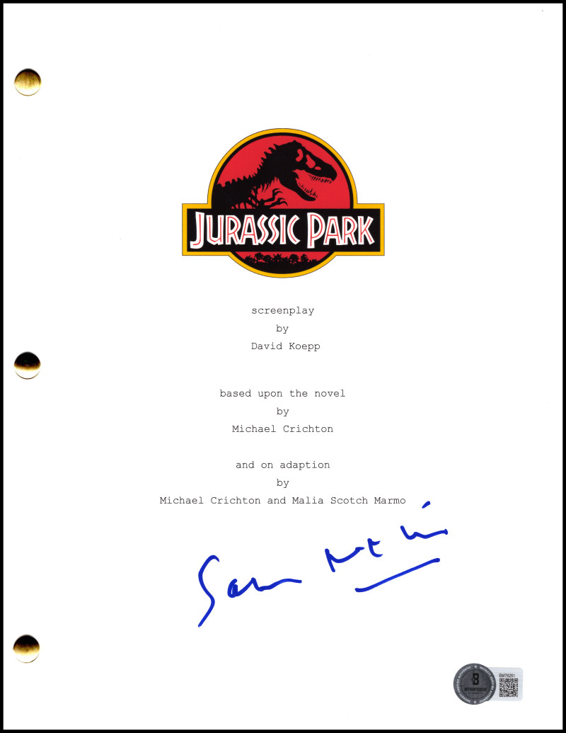 Sam Neill Signed Autograph Jurassic Park Script Screenplay – Alan Grant BAS COA