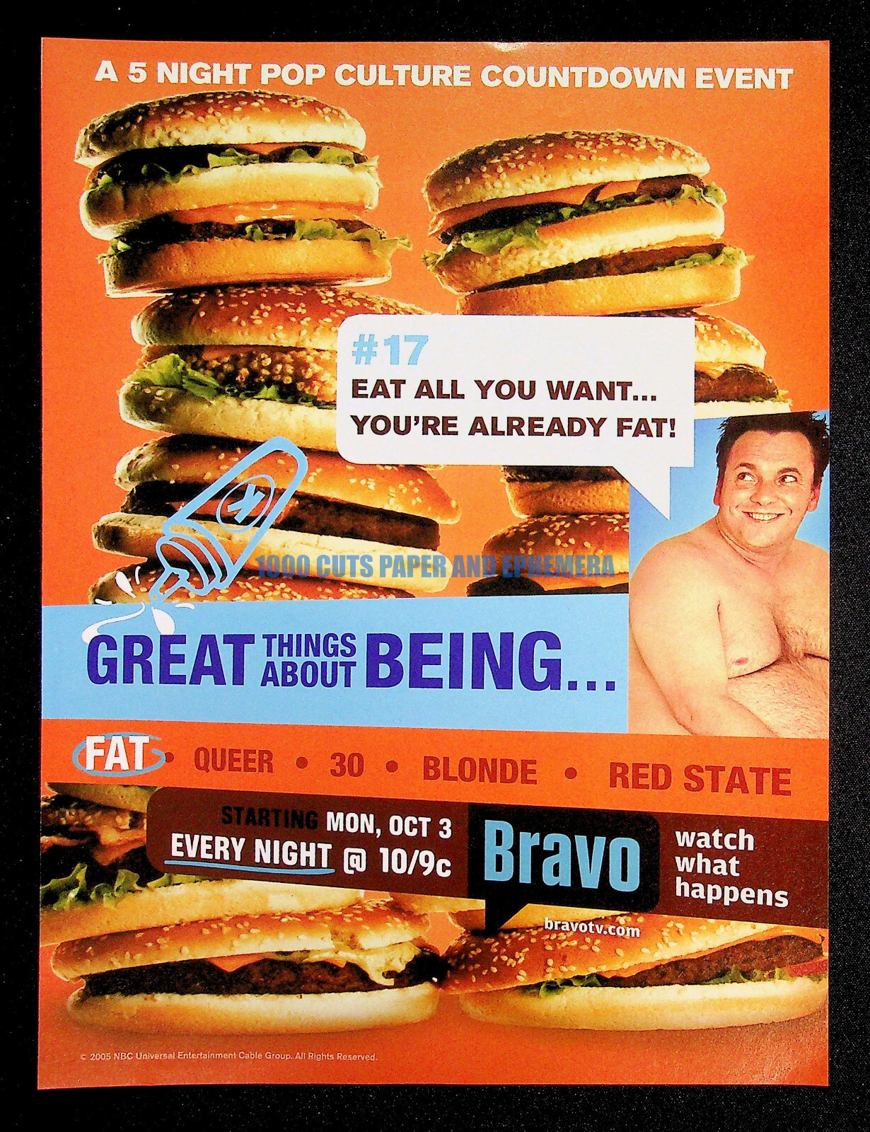 Great Things About Being… Bravo TV 2005 Trade Print Magazine Ad Poster ADVERT