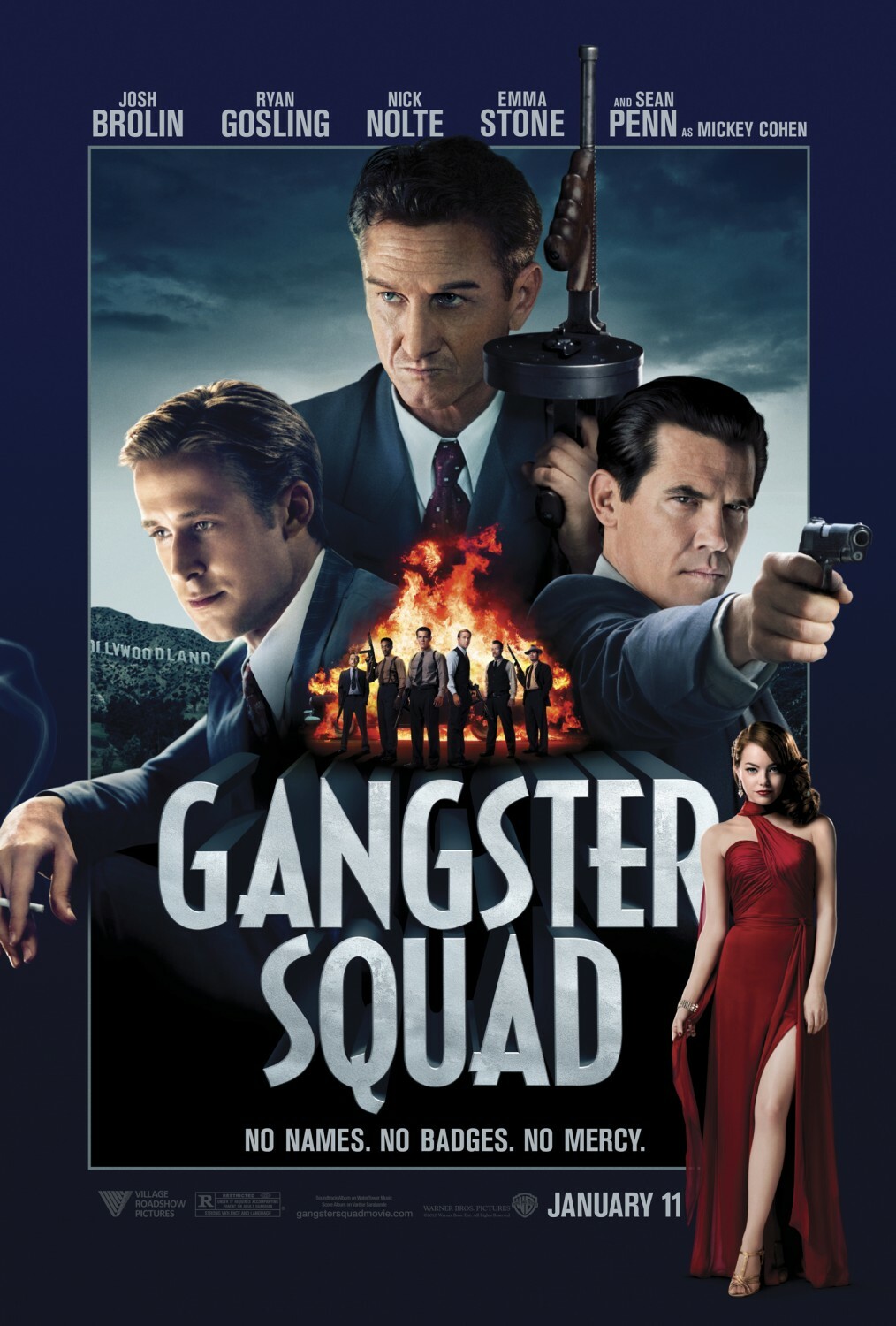 GANGSTER SQUAD 2013 Original DS 2 Sided 27×40″ Movie Poster Ryan Gossling Stone